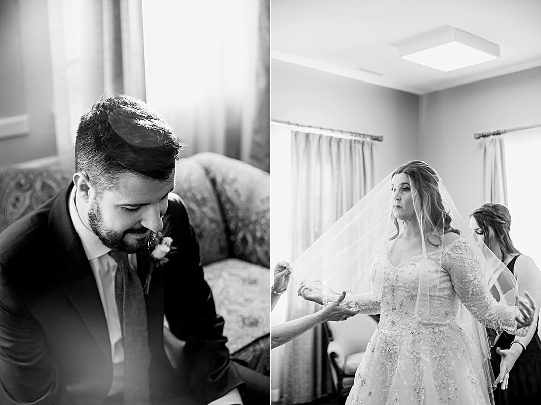 bride and groom getting ready in Collierville, TN