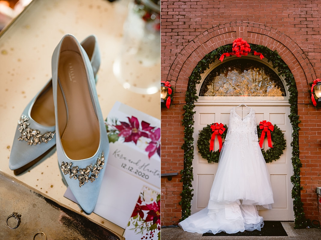 Wedding gown hanging on the doors of CUMC Town Square in Collierville, TN