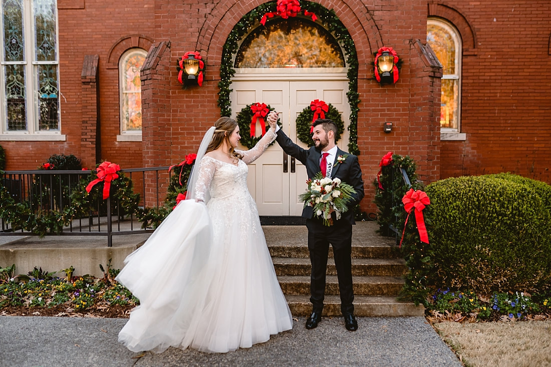 wedding portraits on Collierville Town Square