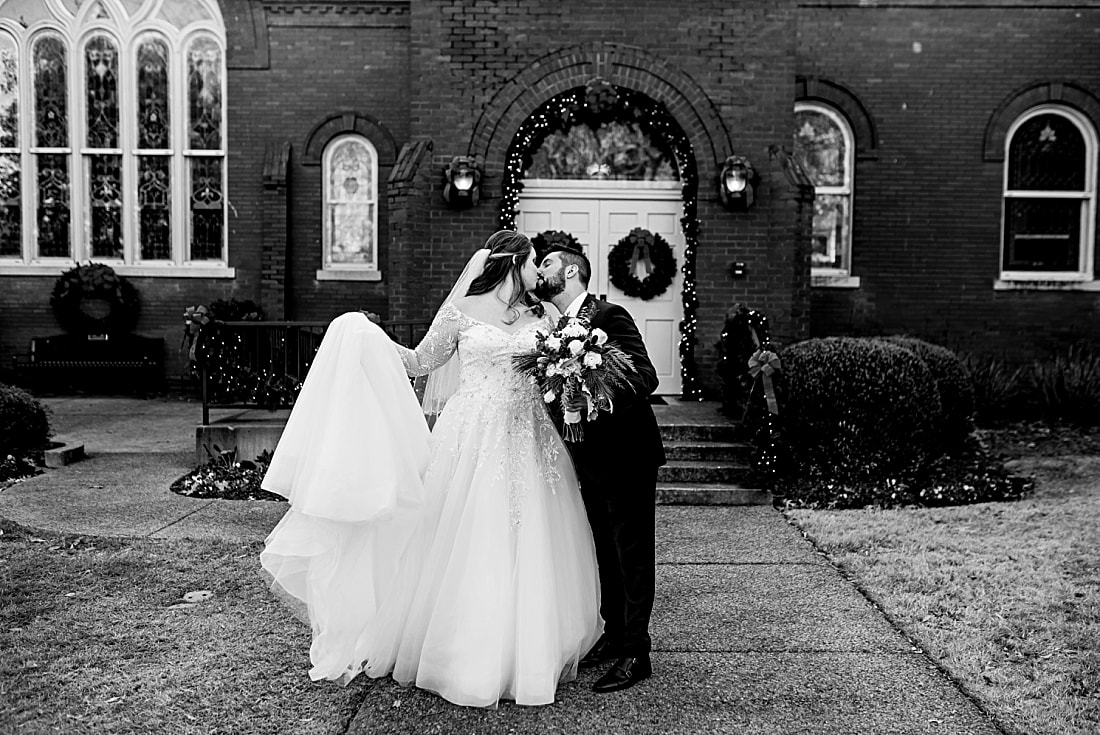 wedding portraits on Collierville Town Square