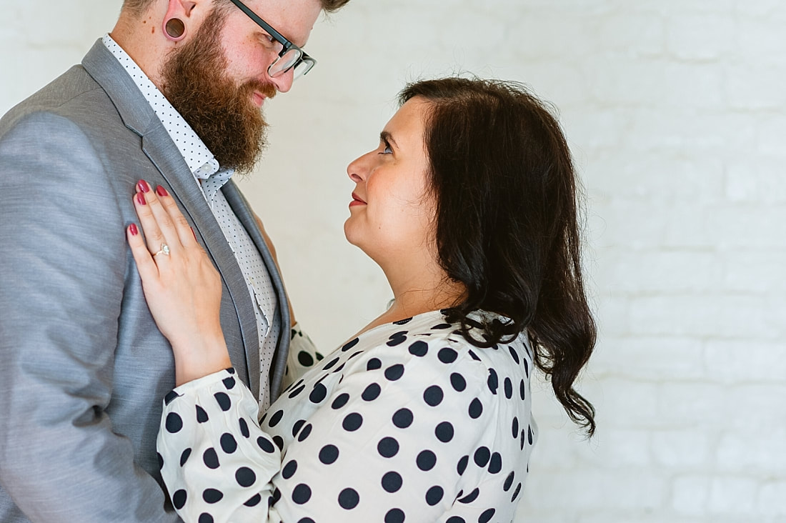 engagement portrait inside the carriage house at Woodruff-Fontaine house in Memphis