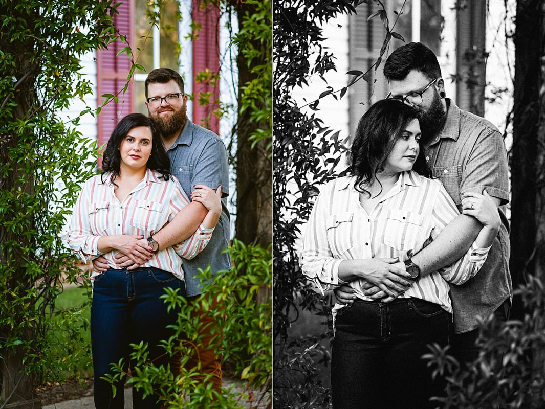 engagement photos in the garden of the historic Woodruff-Fontaine house in Memphis