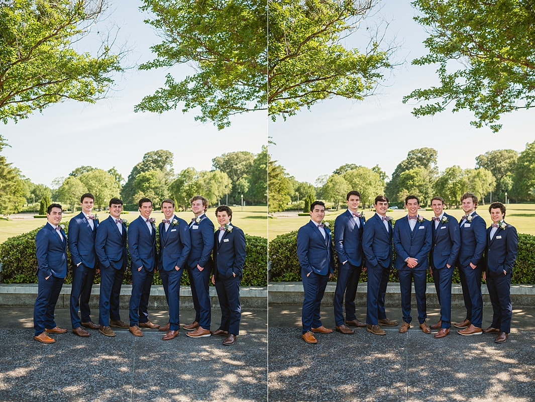 groom with groomsmen + Pink Palace Wedding + Memphis, TN