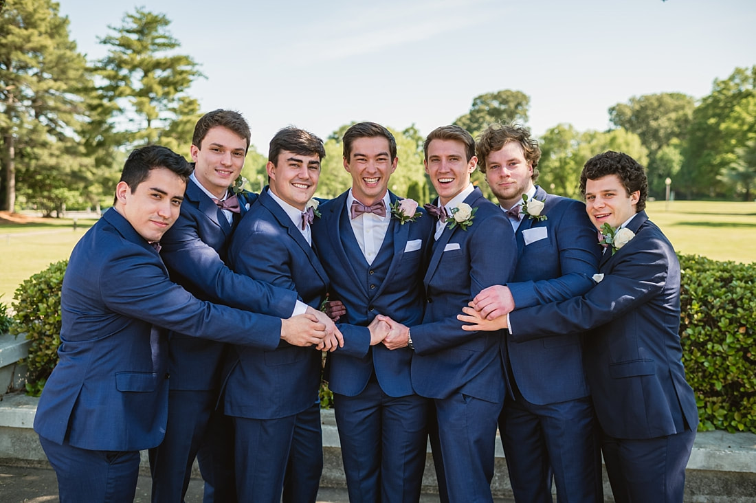 groom with groomsmen + Pink Palace Wedding + Memphis, TN